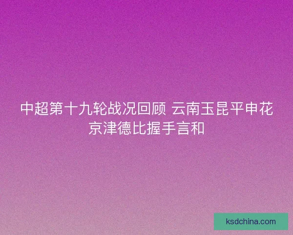 中超第十九轮战况回顾 云南玉昆平申花京津德比握手言和