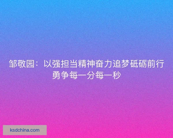 邹敬园：以强担当精神奋力追梦砥砺前行勇争每一分每一秒