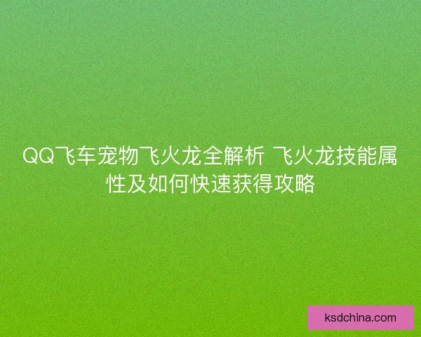 QQ飞车宠物飞火龙全解析 飞火龙技能属性及如何快速获得攻略 QQ飞车宠物飞火龙全解析 飞火龙技能属性及如何快速获得攻略